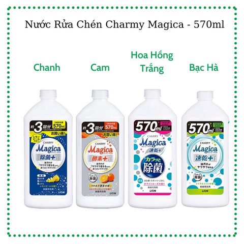 Nước Rửa Chén Lion Charmy Magica Nhật Bản - Tẩy Dầu Mỡ Siêu Tốc, Khử Mùi Dịu Nhẹ Da Tay, Giải Pháp Rửa Bát Hiệu Quả