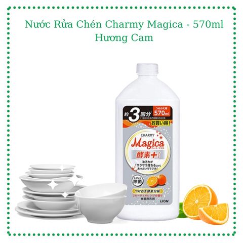 Nước Rửa Chén Lion Charmy Magica Nhật Bản - Tẩy Dầu Mỡ Siêu Tốc, Khử Mùi Dịu Nhẹ Da Tay, Giải Pháp Rửa Bát Hiệu Quả