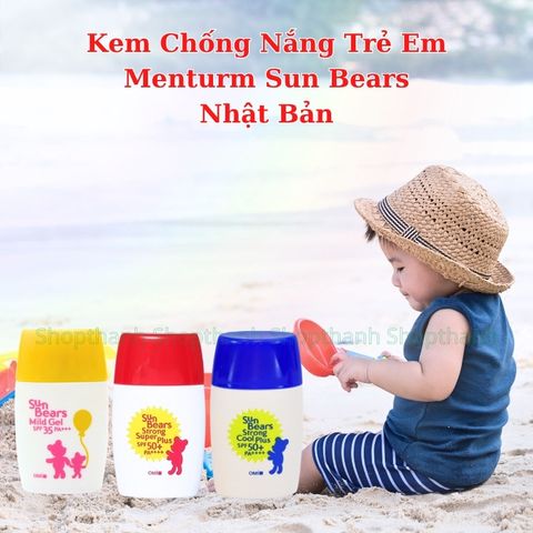 Kem Chống Nắng Menturm Sun Bears 30gr - An Toàn Cho Da Nhạy Cảm Trẻ Em, SPF 35 PA+++ Không Cồn, Dịu Nhẹ, Chính Hãng Nhật Bản