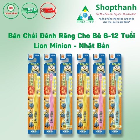 Bàn Chải Đánh Răng Lion Hình Minion Cho Trẻ 6-12 Tuổi - An Toàn, Ngộ Nghĩnh, Tiêu Chuẩn Nhật Bản