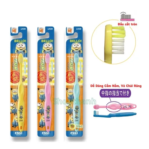 Bàn Chải Đánh Răng Lion Hình Minion Cho Trẻ 6-12 Tuổi - An Toàn, Ngộ Nghĩnh, Tiêu Chuẩn Nhật Bản