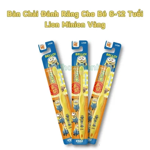 Bàn Chải Đánh Răng Lion Hình Minion Cho Trẻ 6-12 Tuổi - An Toàn, Ngộ Nghĩnh, Tiêu Chuẩn Nhật Bản