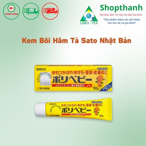 Kem Bôi Hăm Tã Sato Polybaby 30g - Nhật Bản,  Dịu Nhẹ, Giúp Da Bé Khô Thoáng, Thoải Mái Cho Bé Nhạy Cảm
