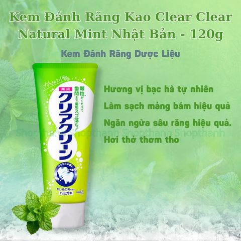 Kem Đánh Răng KAO Nhật Bản - Công Thức Dịu Nhẹ, Làm Sạch Răng, Ngăn Mảng Bám và Hỗ Trợ Hơi Thở Thơm Mát cho Gia Đình