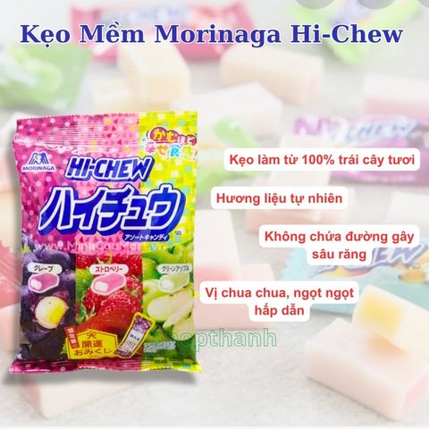 Kẹo Mềm Trái Cây Morinaga Hi-Chew 86g - Dai Dẻo, Ngọt Thanh Tự Nhiên, Hương Vị Nhật Bản - Thích Hợp Món Ăn Vặt, Du Lịch
