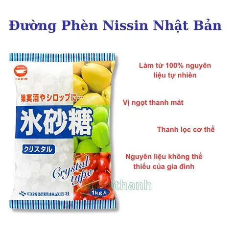 Đường Phèn Trắng Nissin Nhật Bản 1kg – Đường Cao Cấp, Ngọt Thanh Tinh Khiết, Nấu Ăn, Pha Chế Đồ Uống
