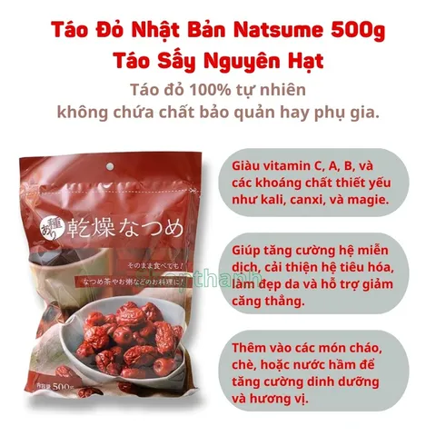 Táo Đỏ Sấy Nhật Bản Natsume Sản Phẩm Bổ Dưỡng Và Tiện Lợi  - 500gr { Shop Thanh }