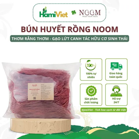 Bún Huyết Rồng Noom - Tươi ngon từ gạo lứt huyết rồng 50%, Hữu cơ, Không chất bảo quản - Thực phẩm ăn dặm, ăn kiêng, ăn chay