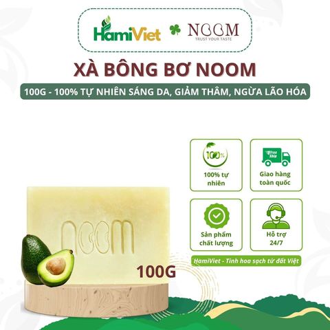 Xà Bông Bơ Noom 100g - Sáng Da, Giảm Thâm, Ngừa Lão Hóa, Dưỡng Ẩm Tự Nhiên, Lành Tính, Chiết Xuất Từ Bơ 100% Thiên Nhiên