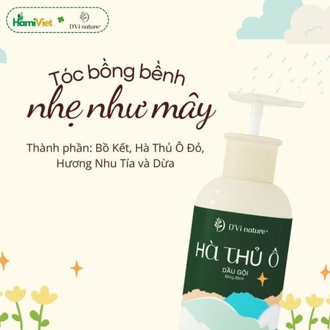 Dầu Gội Hà Thủ Ô D'Vi Nature - Nuôi Dưỡng Tóc Bóng Mượt, Đàn Hồi, Giúp Làm Sạch Tóc và Loại Bỏ Gàu - 320ml