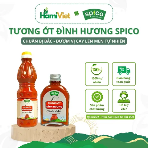 Tương Ớt Đình Hương Spico - Vị Cay Truyền Thống Bắc, Tự Nhiên, Không Hóa Chất, Chai Thủy Tinh 115g