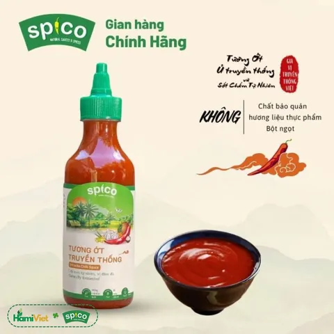 Tương Ớt Truyền Thống Spico Vị Ngọt Sriracha - Giảm Mặn, Giàu Chất Xơ, Ít Calo, An Toàn, Tự Nhiên, 290g, Thích Hợp Món Nướng, Chiên, Rán