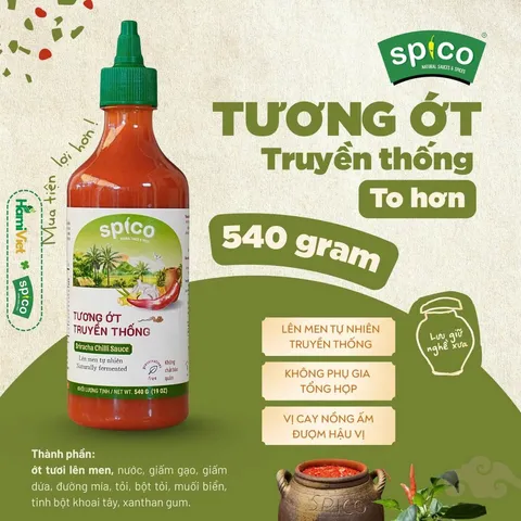 Tương Ớt Truyền Thống Spico Vị Ngọt Sriracha - Giảm Mặn, Giàu Chất Xơ, Ít Calo, An Toàn, Tự Nhiên, 290g, Thích Hợp Món Nướng, Chiên, Rán