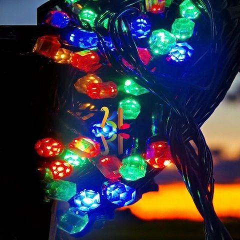 Dây Đèn Led Kim Cương 20-40m Nhiều Màu Nhấp Nháy - 8 Chế Độ Sáng Hoàn Hảo Để Trang Trí Tết & Noel Chống Nước IP65