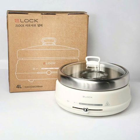 Nồi lẩu điện 2Lock Korea 4L - Công suất 1500W, tặng kèm rổ nhúng và muôi múc, hoàn hảo cho bữa tiệc gia đình 6 người