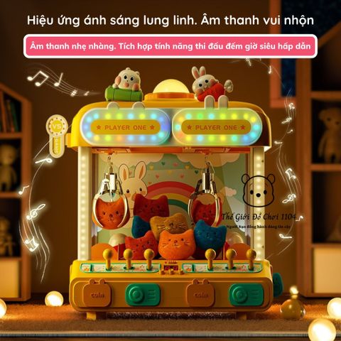 Máy Gắp Thú Mini Rabit 2 Người Chơi - Đèn LED và Âm Thanh Vui Nhộn, Trò Chơi Giải Trí Cho Trẻ Em Từ 3 Tuổi