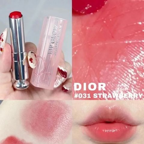 Son Dưỡng Dior Addict Lip Glow 031 Strawberry - Son Môi Đỏ Dâu Chính Hãng Từ Dior, Cấp Ẩm Tự Nhiên, Độ Bám Màu Tốt