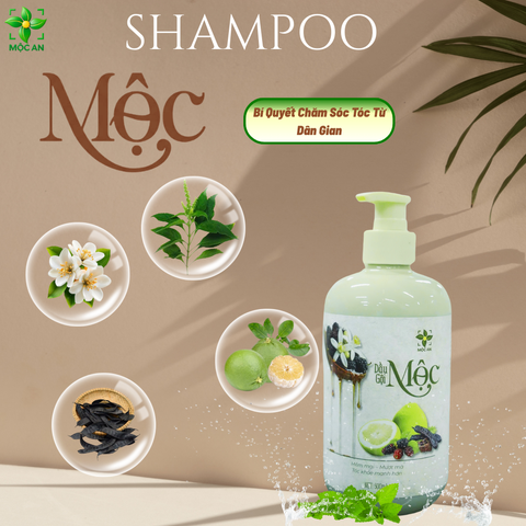 [MUA 1 TẶNG 1] Dầu Gội MỘC Thiên Nhiên 500ML - Chăm Sóc Tóc Suôn Mượt, Hỗ Trợ Mọc Tóc - Chiết Xuất Bưởi, Bồ Kết, Hương Nhu, Dâu Tằm