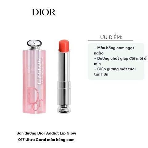 Son Dưỡng Dior Addict Lip Glow 017 Ultra Coral 3.2g - Màu Hồng Cam Dưỡng Ẩm Tự Nhiên, Thiết Kế Sang Trọng, Chăm Sóc Môi Mượt Mà