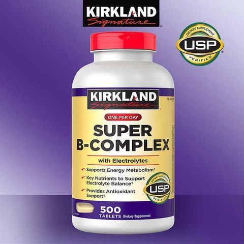 Vitamin B Tổng Hợp Super B-Complex Kirkland 500 Viên - Hỗ Trợ Năng Lượng & Cải Thiện Tâm Trạng, Vitamin Cần Thiết Cho Sức Khỏe chính hãng