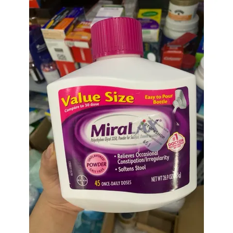 Bột nhuận tràng MiraLAX 765g - Giúp giảm táo bón hiệu quả, an toàn, không có tác dụng phụ, được bác sĩ khuyên dùng
