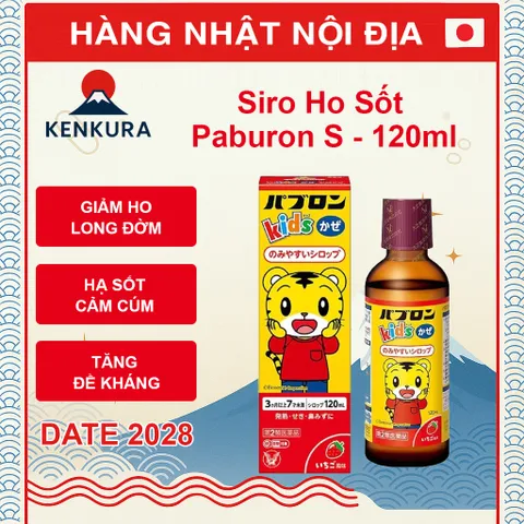 Siro Ho Cho Bé Nhật Bản Paburon S 120ml - Hỗ Trợ Giảm Ho, Hạ Sốt, Cảm Cúm, An Toàn Cho Trẻ Em