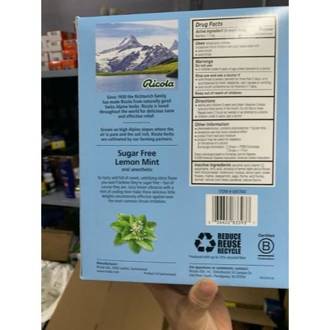 Kẹo Ricola Lemon Mint Không Đường - Kẹo Ngậm Giảm Ho Chiết Xuất Thảo Mộc Thiên Nhiên, Dành Cho Người Ăn Kiêng, Tiểu Đường