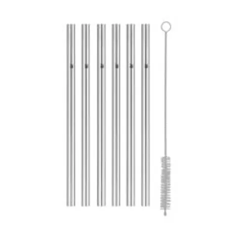 Bộ 6 ống hút cao cấp WMF Baric Cromargan với chổi rửa, thân thiện môi trường, bền đẹp, tiện dụng cho gia đình, cao 18cm