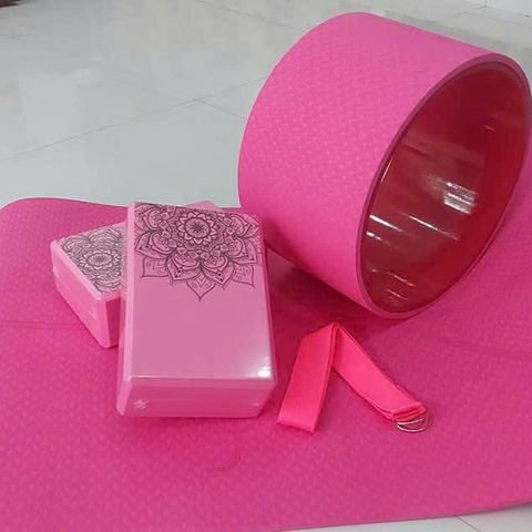 Combo Vòng Tập Yoga lớn 20cm - 2 Gạch Mandala LOUIS YOGA & 1 Dây Cotton 1m8 - Dụng Cụ Hỗ Trợ Tập Yoga Chuyên Nghiệp