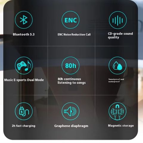 Tai Nghe Không Dây Đeo Cổ Bluetooth V5.3 - Âm Thanh 9D Stereo Chất Lượng Cao, Thể Thao, Kết Nối Hai Điện Thoại Đồng Thời