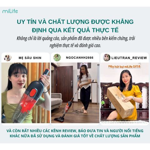 Máy Hút Bụi Cầm Tay miLife DX18 - Công Suất 800W, Lực Hút 21.000Pa, Thiết Kế 2 Trong 1 Với Đầu Lọc Turbo Cycle, Bảo Hành 12 Tháng
