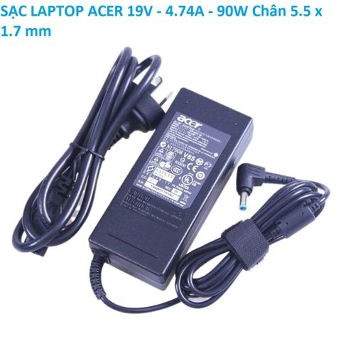 Sạc Laptop Acer 90W 19V - 4.74A Chân 5.5 x 1.7mm - Phụ Kiện Chính Hãng Mới 100% - Đen