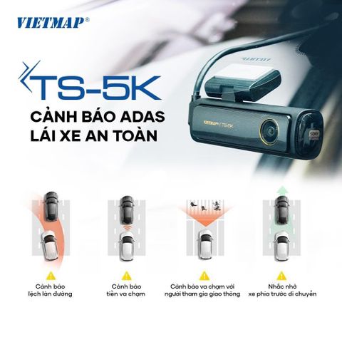 Camera Hành Trình Vietmap TS-5K Ghi Hình 4K Ultra HD - Hệ Thống ADAS An Toàn, Kết Nối Wi-Fi Siêu Nhanh, Cảnh Báo Giao Thông Chi Tiết