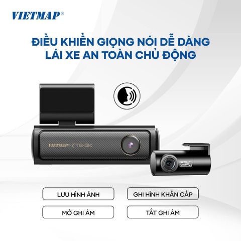 Camera Hành Trình Vietmap TS-5K Ghi Hình 4K Ultra HD - Hệ Thống ADAS An Toàn, Kết Nối Wi-Fi Siêu Nhanh, Cảnh Báo Giao Thông Chi Tiết