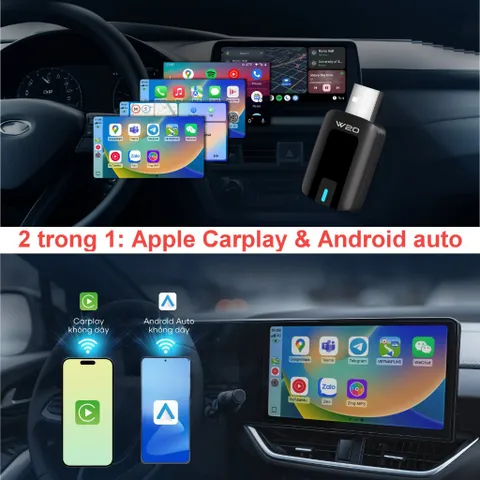 VIETMAP W20 - Thiết Bị Chuyển Đổi CarPlay/Android Auto Không Dây - Quà Tặng 1 Tháng Vietmap Live Pro, Kết Nối Siêu Nhanh