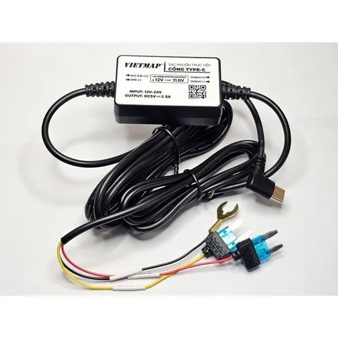 Bộ Nguồn Trực Tiếp ACC Type C cho Camera Hành Trình Vietmap TS-5K, M2, M1 (2025), S860, S720, R440 - Phụ Kiện An Toàn và Tiện Dụng