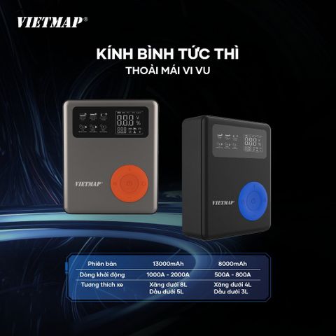 Bộ Bơm Lốp Kích Bình 5 trong 1 Vietmap DK-MF139 - Nâng cao An Toàn Đường Đi với Sạc Dự Phòng, Đèn Pin LED, Vá Lốp Khẩn Cấp