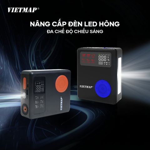 Bộ Bơm Lốp Kích Bình 5 trong 1 Vietmap DK-MF139 - Nâng cao An Toàn Đường Đi với Sạc Dự Phòng, Đèn Pin LED, Vá Lốp Khẩn Cấp