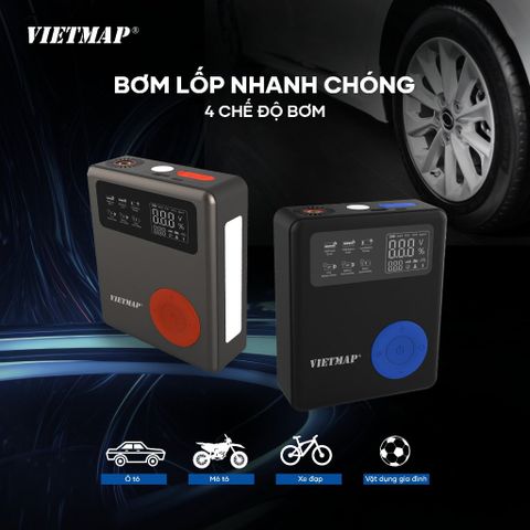 Bộ Bơm Lốp Kích Bình 5 trong 1 Vietmap DK-MF139 - Nâng cao An Toàn Đường Đi với Sạc Dự Phòng, Đèn Pin LED, Vá Lốp Khẩn Cấp
