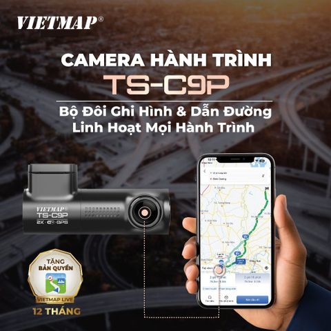 Camera hành trình VIETMAP TS-C9P 2K siêu nét với GPS tích hợp, góc quay 150°, Wi-Fi và cảm biến G-Sensor, an toàn cho mọi chuyến đi