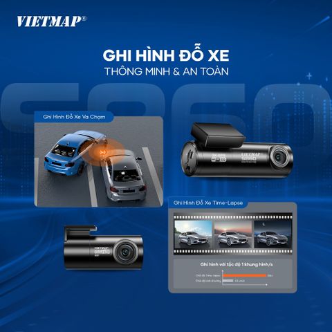 Camera Hành Trình VIETMAP S860 - An Toàn Với Ghi Hình 3K Trước & Full HD Sau, Cảnh Báo Giao Thông Thông Minh, Thiết Kế Nhỏ Gọn 2025