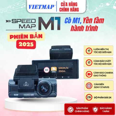 Camera Hành Trình VIETMAP SpeedMap M1 - Giám Sát An Toàn, Cảnh Báo Tốc Độ, Ghi Hình Super HD 2K, Ứng Dụng Tiện Lợi