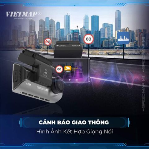 Camera Hành Trình VIETMAP SpeedMap M1 - Giám Sát An Toàn, Cảnh Báo Tốc Độ, Ghi Hình Super HD 2K, Ứng Dụng Tiện Lợi