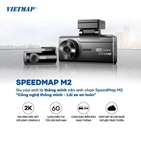 Camera Hành Trình Vietmap Speedmap M2 - Thông Minh, Ghi Hình 2K, Cảnh Báo Giao Thông Trực Tiếp, 4G & Wi-Fi, Giám Sát An Toàn 24/7