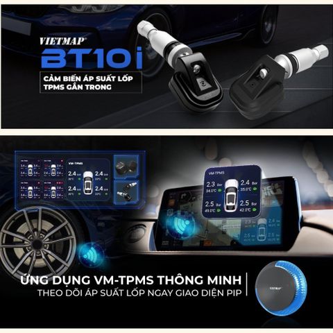 Cảm Biến Áp Suất Lốp TPMS Bluetooth Vietmap BT10 - Giải Pháp Theo Dõi Nhiệt Độ và Áp Suất An Toàn Cho Xe Hơi