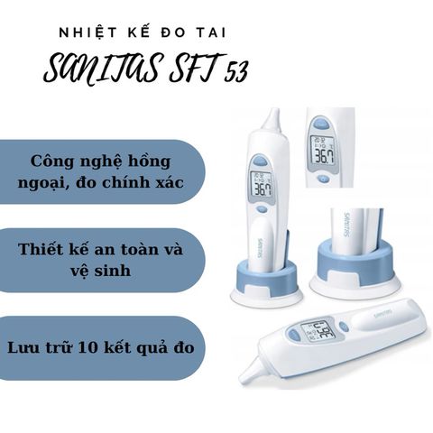 Nhiệt Kế Điện Tử Đo Tai SANITAS SFT 53 - Phiên Bản Mới Nhất, Đo Nhanh Chính Xác, Dùng Cho Mọi Đối Tượng, Màn Hình Lớn, Báo Sốt LED