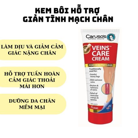Kem Bôi Hỗ Trợ Giãn Tĩnh Mạch Chân Caruso's Veins Clear Cream 75g - Dưỡng Chân Khỏe Mạnh, Giảm Mỏi, Tê Chân, Sử Dụng Hàng Ngày