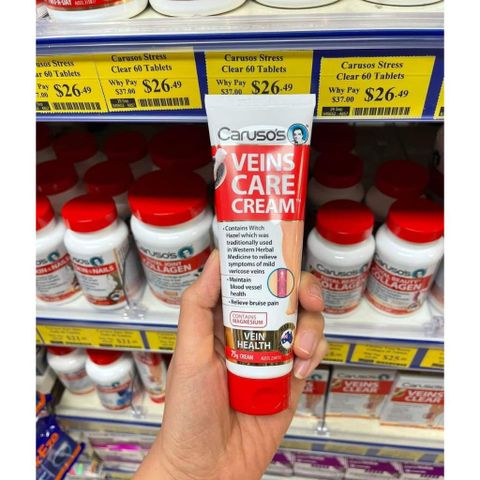 Kem Bôi Hỗ Trợ Giãn Tĩnh Mạch Chân Caruso's Veins Clear Cream 75g - Dưỡng Chân Khỏe Mạnh, Giảm Mỏi, Tê Chân, Sử Dụng Hàng Ngày