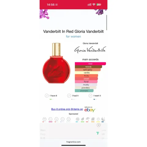 Nước hoa VANDERBILT Daring in RED 30ml - Hương nước hoa quyến rũ cho phụ nữ tự tin, phù hợp cho buổi hẹn hò và tiệc đêm