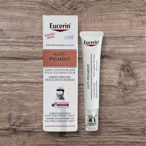 Kem mắt Eucerin Anti-Pigment 15ml - Giảm quầng thâm, sáng da mắt, đầu massage kim loại, cho mọi loại da